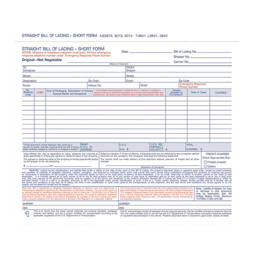Adams® Bill of Lading - Short Form