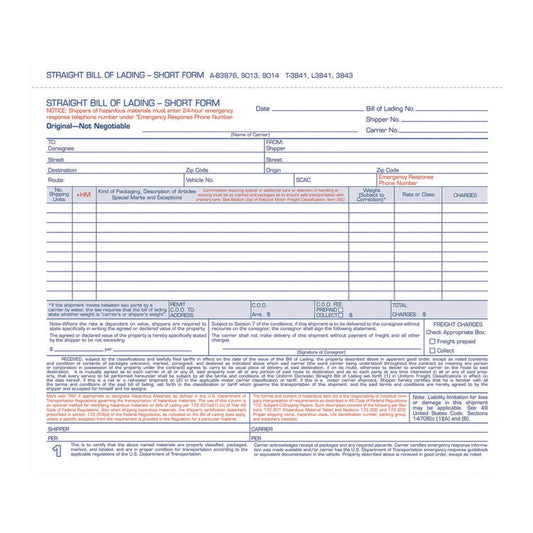 Adams® Bill of Lading - Short Form
