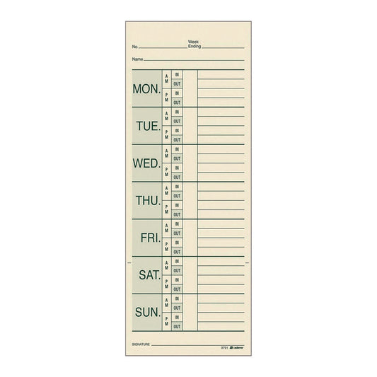 Adams® Time Cards for Pyramid 1000 Time Clock