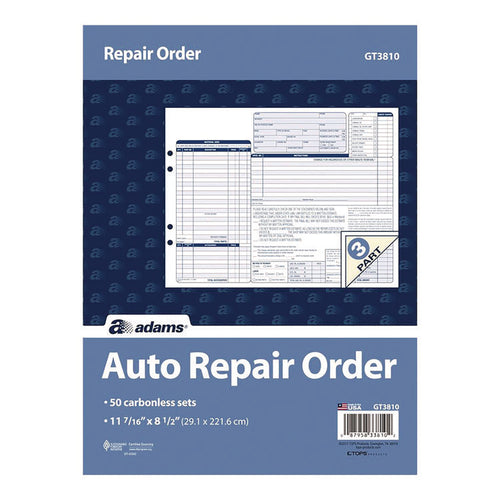 Adams® Multipart Auto Repair Work Order Forms