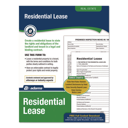 Adams® Residential Lease Form Sets with Instructions & Free Download