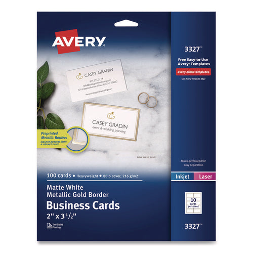 Avery® Business Cards with Metallic Gold Borders
