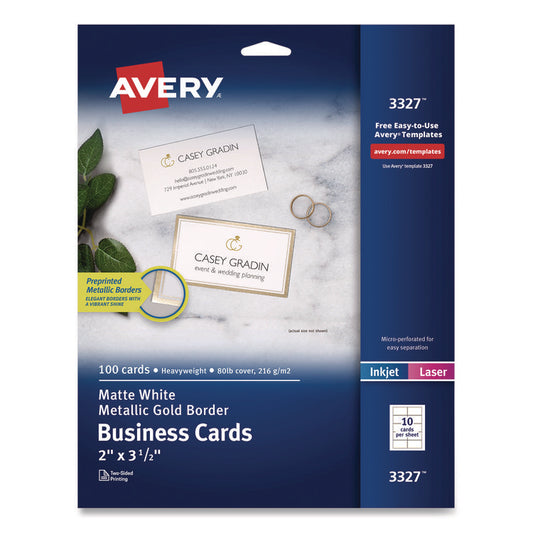 Avery® Business Cards with Metallic Gold Borders