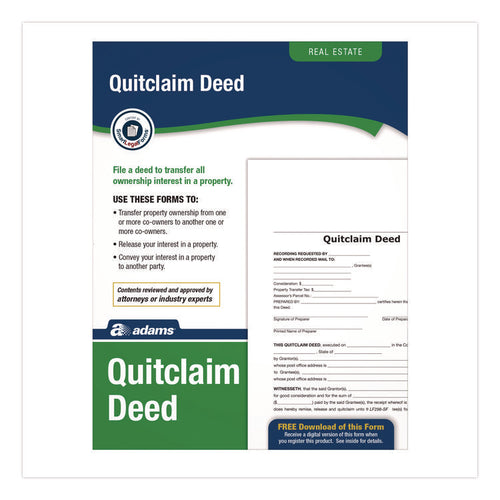 Adams® Quitclaim Deed Forms with Instructions & Free Downloads