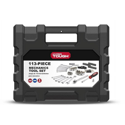 Hyper Tough 113 Piece 1/4 and 3/8 inch Drive SAE Mechanics Tool Set, New Condition EasyOptionXY LLC