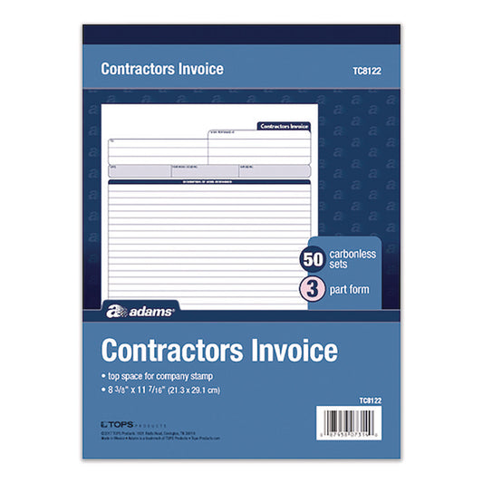 Adams® Multipart Contractors Invoice Pad
