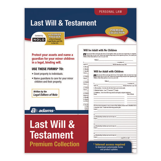 Adams® Last Will & Testament Digital Download with Instructions