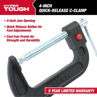 Hyper Tough 4-Inch Push Button Quick Release C-Clamp, 4820V EasyOptionXY LLC
