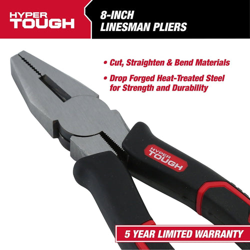 Hyper Tough 8-inch Linesman Pliers with Ergonomic Soft Grips, 5176V EasyOptionXY LLC