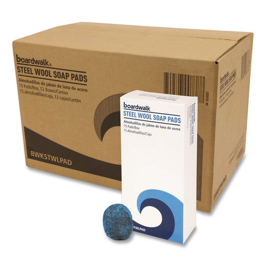 Boardwalk® Steel Wool Soap Pads