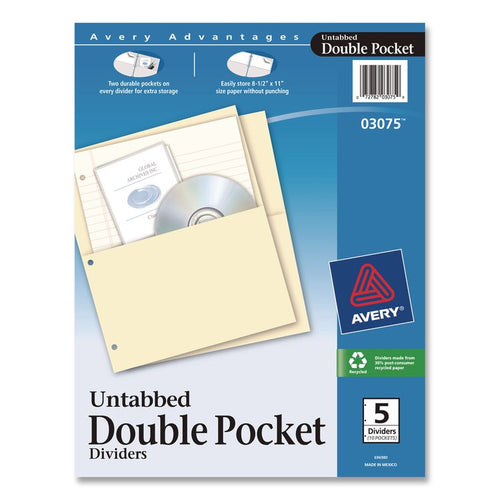 Avery® Untabbed Double Pocket Dividers