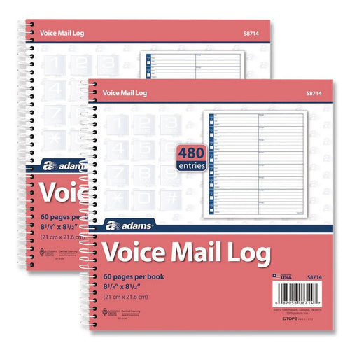 Adams® Voice Mail Log Books