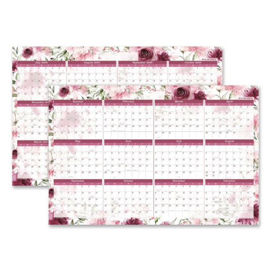 AT-A-GLANCE® Badge Floral Academic and Calendar Year Dry-Erase Wall Calendar