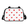Fall in Love with Fitness Womens White Heart Print Fitness Handbag