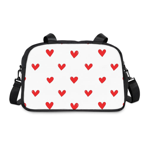 Fall in Love with Fitness Womens White Heart Print Fitness Handbag