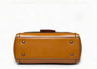 Luxury Genuine Leather Fashion Handbag for Cowgirls - Premium Black & Retro Brown