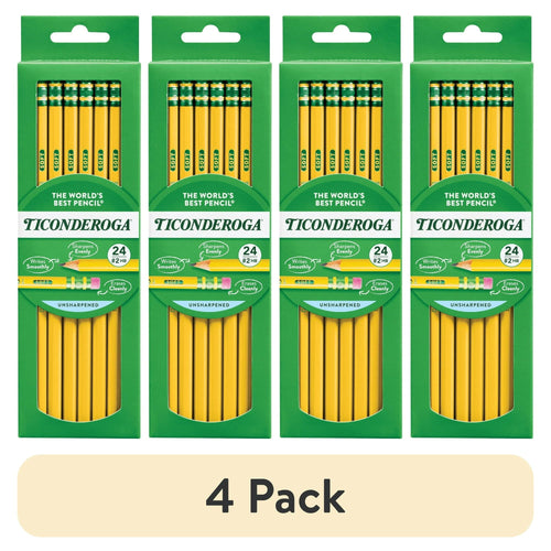 (4 pack) Ticonderoga Premium Wood Pencils, Unsharpened #2 Lead, Yellow, 24 Count EasyOptionXY LLC