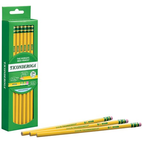 (4 pack) Ticonderoga Premium Wood Pencils, Unsharpened #2 Lead, Yellow, 24 Count EasyOptionXY LLC