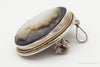 Antique Carved Abalone Shell Woman Cameo 800 Silver Pendant Brooch