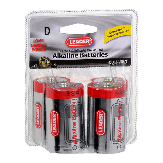 Leader Batteries Battery Alkaline D, 1.5 Volt 4 ct
