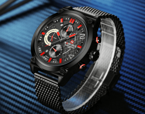 Men's Multifunction Analog Quartz Watches Waterproof Wrist Watch With Stainless Steel Mesh Band Excellent Design Perfect Gift