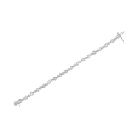 10K White Gold 4.0 cttw Brilliant Round-cut and Baguette Diamond Floral Cluster Link Bracelet (I-J Clarity, I1-I2 Color) - Size 7"