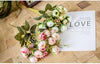 15heads/1 bundle Silk Tea Roses Bride Bouquet for Christmas Home Wedding New Year Decoration Fake Artificial Flowers Home Decor