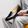 15-203-BLK SAVANNAH Calfskin Penny Loafer, Black