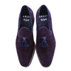 16-625-BDX CRAWFORD Sueded Goatskin & Crocodile Tassel Loafer, Bordeaux
