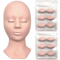 Eyelash Extensions Mannequin Head and Eyelids Training Combo Pack