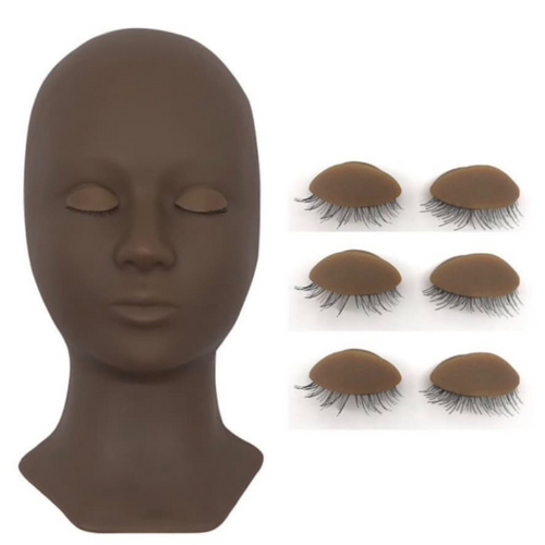 Eyelash Extensions Mannequin Head and Eyelids Training Combo Pack