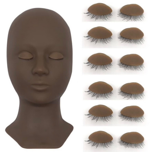 Eyelash Extensions Mannequin Head and Eyelids Training Combo Pack