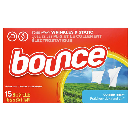 Bounce Dryer Sheets, 15 Sheets, Outdoor Fresh Scent Fabric Softener Sheets EasyOptionXY LLC