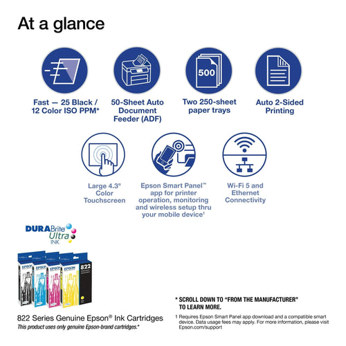 Epson WorkForce Pro WF-4833 Wireless All-in-One Printer with Auto 2-Sided Print, Copy, Scan and Fax, 50-Page ADF, 500-Sheet Paper Capacity, and 4.3" Color Touchscreen EasyOptionXY LLC