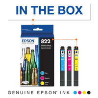 EPSON 822 DURABrite Ultra Ink Standard Capacity Black & Color Cartridge Combo Pack (T822520-S) Works with WorkForce Pro WF-3820, WF-3823, WF-4820, WF-4830, WF-4833, WF-4834 EasyOptionXY LLC