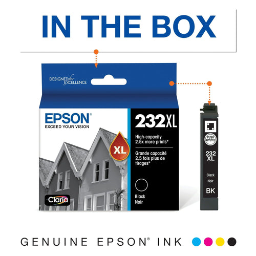 EPSON 232 Claria Ink High Capacity Black Cartridge (T232XL120-S) Works with WorkForce WF-2930, WF-2950, Expression XP-4200, XP-4205 EasyOptionXY LLC