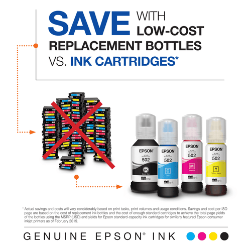 EPSON 502 EcoTank Ink Ultra-high Capacity Bottle Black Works with ET-2750, ET-2760, ET-2850, ET-3750, ET-3760, ET-3850, ET-4850, and other select EcoTank models EasyOptionXY LLC