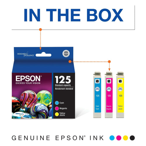 EPSON 125 DURABrite Ultra Ink Standard Capacity Color Combo Pack (T125520-S) Works with Stylus NX-125, NX-127, NX-130, NX-230, NX-420, NX-530, NX-625, WorkForce WF-320, WF-323, WF-325, WF-520 EasyOptionXY LLC