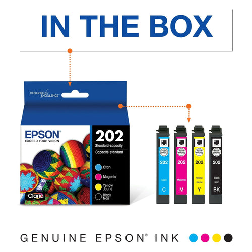 EPSON 202 Claria Ink Standard Capacity Black & Color Cartridge Combo Pack (T202120-BCS) Works with WorkForce WF-2860, Expression XP-5100 EasyOptionXY LLC