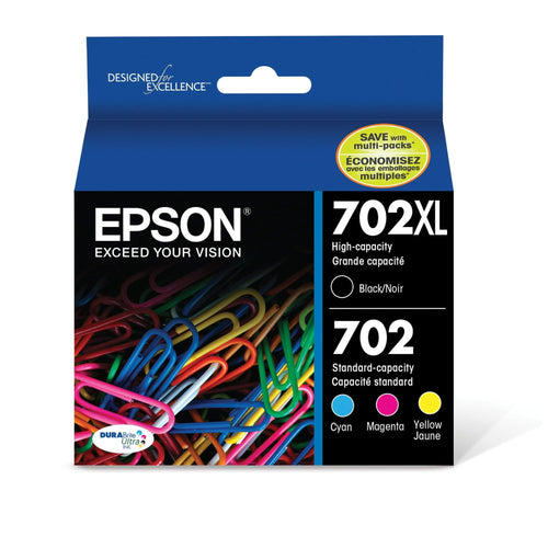 EPSON 702 DURABrite Ultra Ink High Capacity Black & Standard Color Cartridge Combo Pack (T702XL-BCS) Works with WorkForce Pro WF-3720, WF-3730, WF-3733 EasyOptionXY LLC