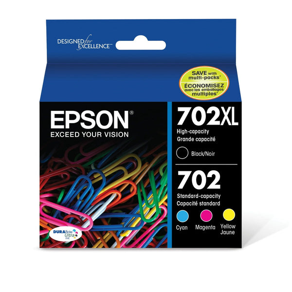 EPSON 702 DURABrite Ultra Ink High Capacity Black & Standard Color Cartridge Combo Pack (T702XL-BCS) Works with WorkForce Pro WF-3720, WF-3730, WF-3733 EasyOptionXY LLC