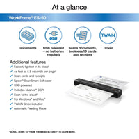 Epson WorkForce ES-50 Portable Sheet-fed Document Scanner for PC and Mac EasyOptionXY LLC