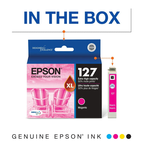 EPSON 127 DURABrite Ultra Ink Magenta Cartridge For NX-530, NX-625, WF-3520, WF-3530, WF-3540, WF-545, WF-60, WF-630, WF-633, WF-635, WF-645, WF-7010, WF-7510, WF-7520, WF-840, WF-845 EasyOptionXY LLC