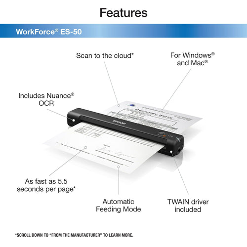 Epson WorkForce ES-50 Portable Sheet-fed Document Scanner for PC and Mac EasyOptionXY LLC
