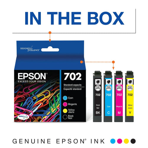 Epson 702 Standard-capacity Black/Color Combo Pack Ink Cartridge for WF-3720 & WF-3733 EasyOptionXY LLC