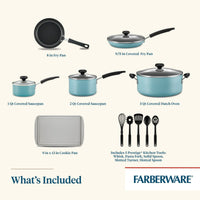 Farberware 15 Piece Aluminum Nonstick Pots and Pans Set, Aqua EasyOptionXY LLC