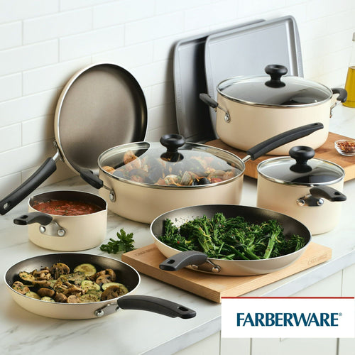 Farberware Easy Clean 22 Piece Nonstick Cookware Set, Almond EasyOptionXY LLC