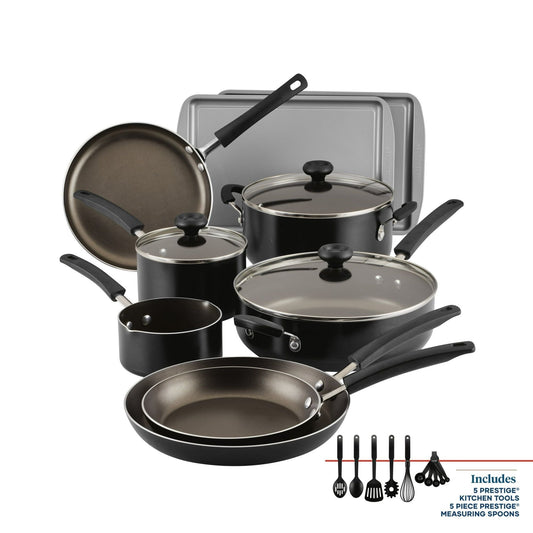 Farberware Easy Clean 22 Piece Nonstick Cookware Pots and Pans Set, Black EasyOptionXY LLC