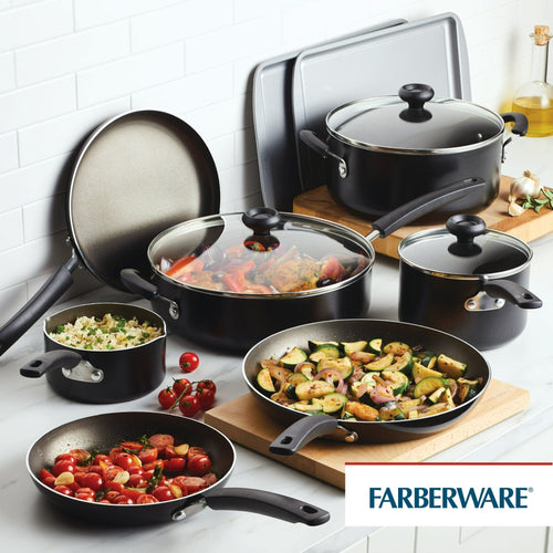 Farberware Easy Clean 22 Piece Nonstick Cookware Pots and Pans Set, Black EasyOptionXY LLC