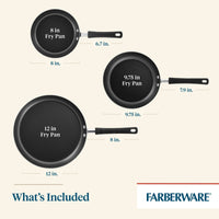 Farberware 3 Piece Easy Clean Aluminum Non-Stick Frying Pan, Fry Pan, Skillet Set, Black EasyOptionXY LLC